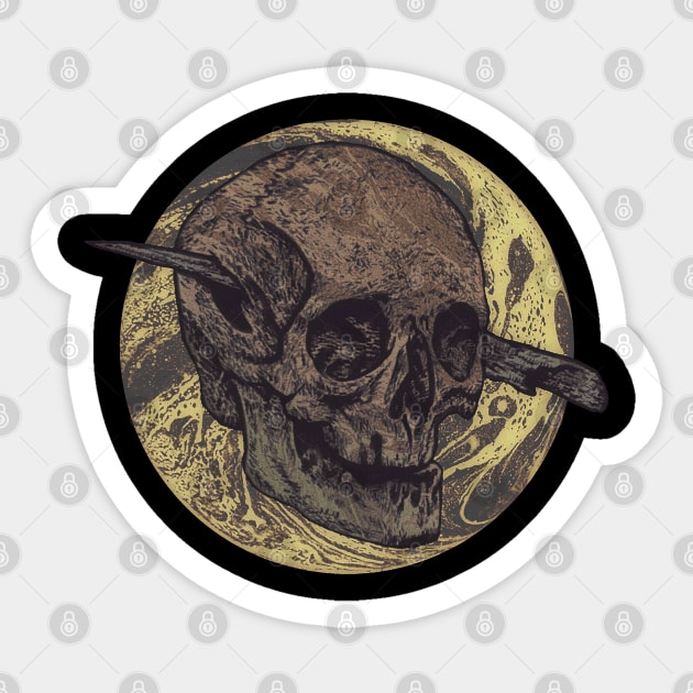 Impaled Skull V2 Sticker by Crude Casey